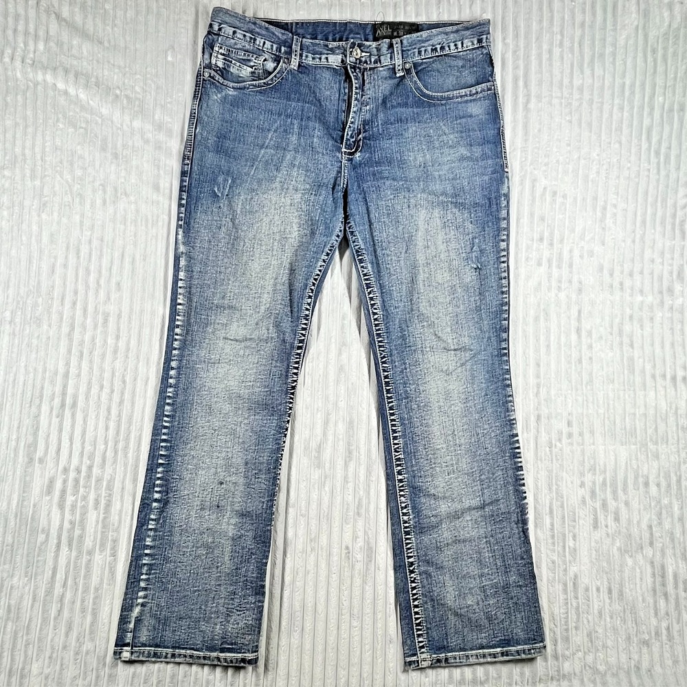 TK Axel Slim Boot Jeans Men's 38x32 Med. Wash Western Stretch Comfort Fits 39x31